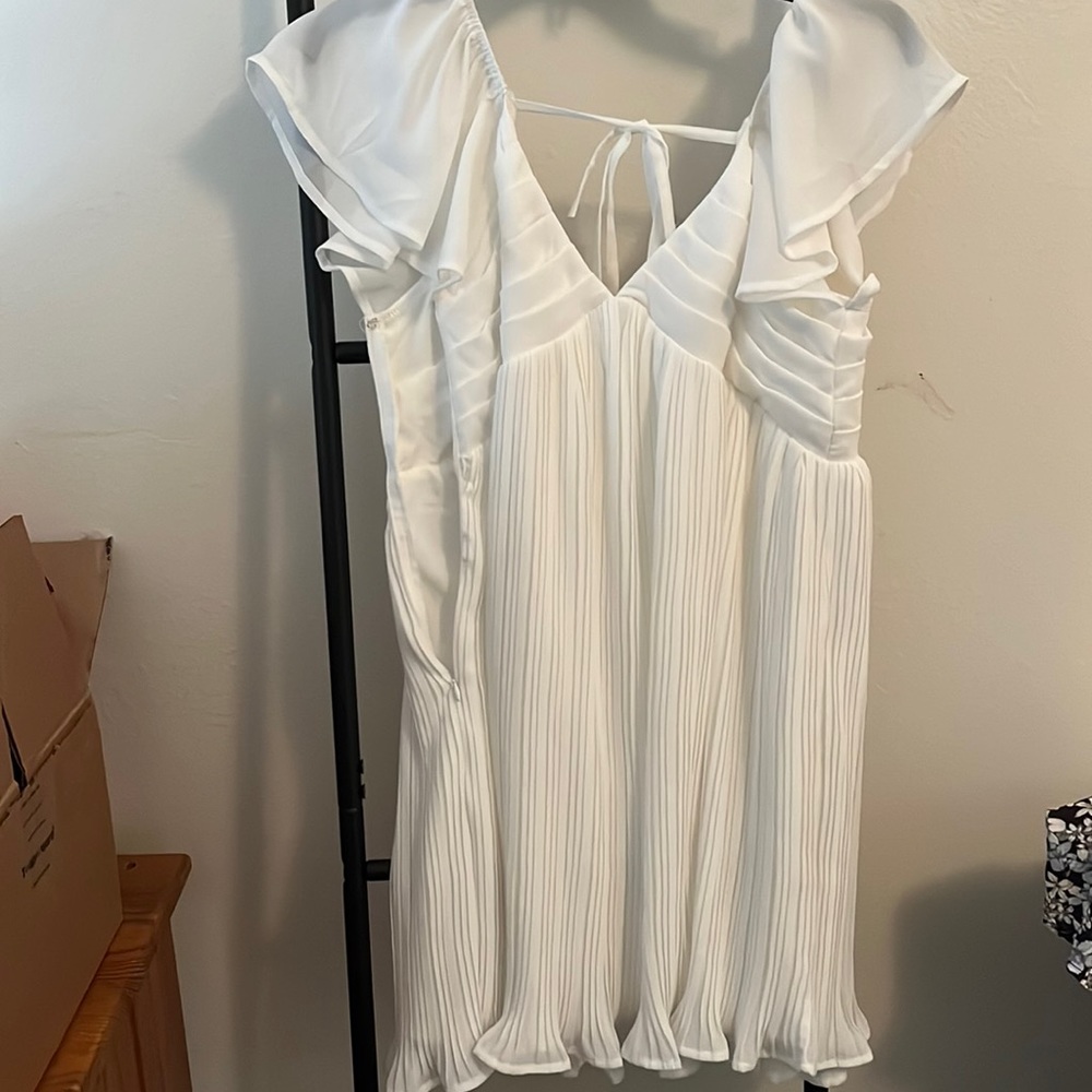 White Pleated Mini Dress